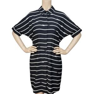 NWT American Living Shirt Dress SZ 12 Women Black White Work Casual Pockets NEW